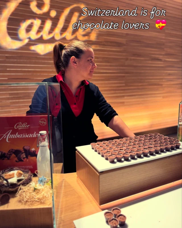 No trip to Switzerland is complete without tasting the best of Swiss chocolate. The Maison Cailler is a fascinating chocolate-making facility offering factory visits, tastings, workshops & an interactive museum. It’s well worth a visit, you’ll learn about what chocolate means to the Swiss, how much care they take in the production and sourcing of the best ingredients, see how it’s made and of course a taste or two of Maison Cailler’s latest delights. Y U M! 🍫 @cailler_suisse 

Who is coming with me next time? 
#chocolate #chocolatelover #chocolatsuisse #swisschocolate #suisse #foodietravel #luxury #luxurytravel #luxuryfood #foodieexperience #travel #switzerland